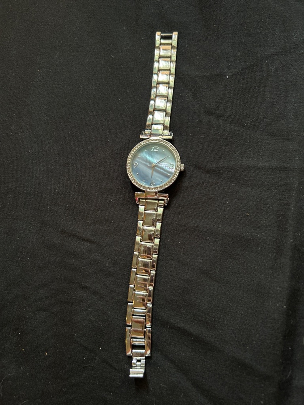 Silver Bracelet Watch with Blue Mother-of-Pearl Dial